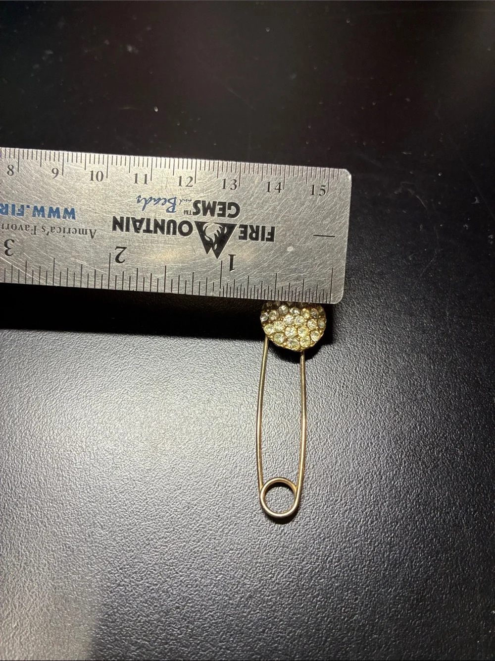 Vintage Gold Crystal Pave Safety Pin Brooch - Women Jewelry